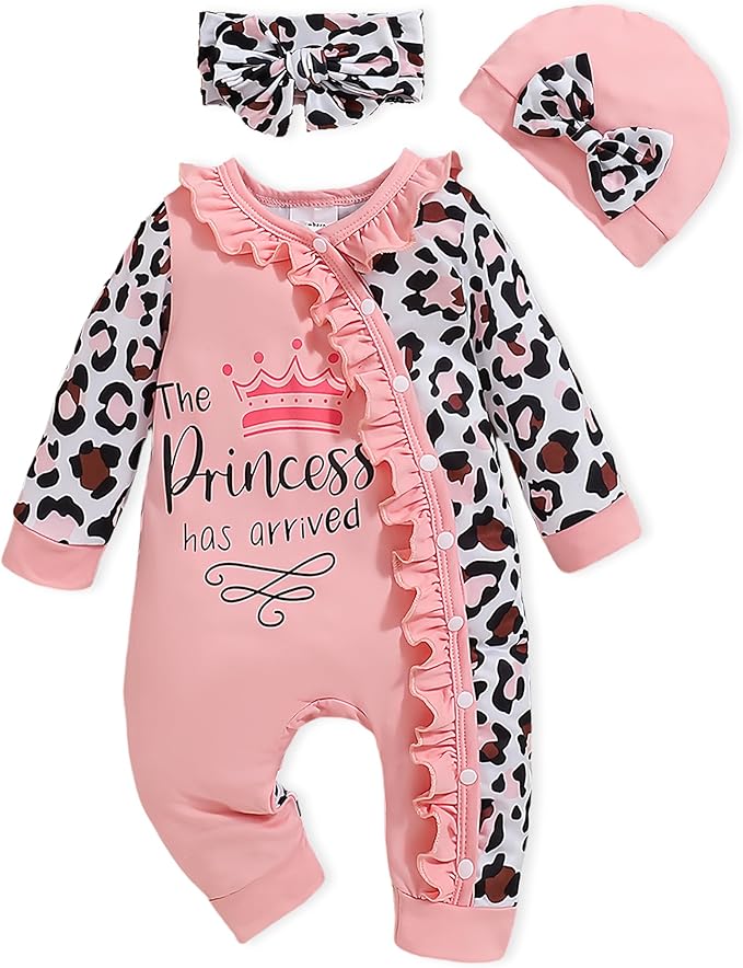 Preemie Newborn Baby Girl Clothes Infant Fall Winter Outfits Letter Floral One-Piece Romper+Jumpsuit