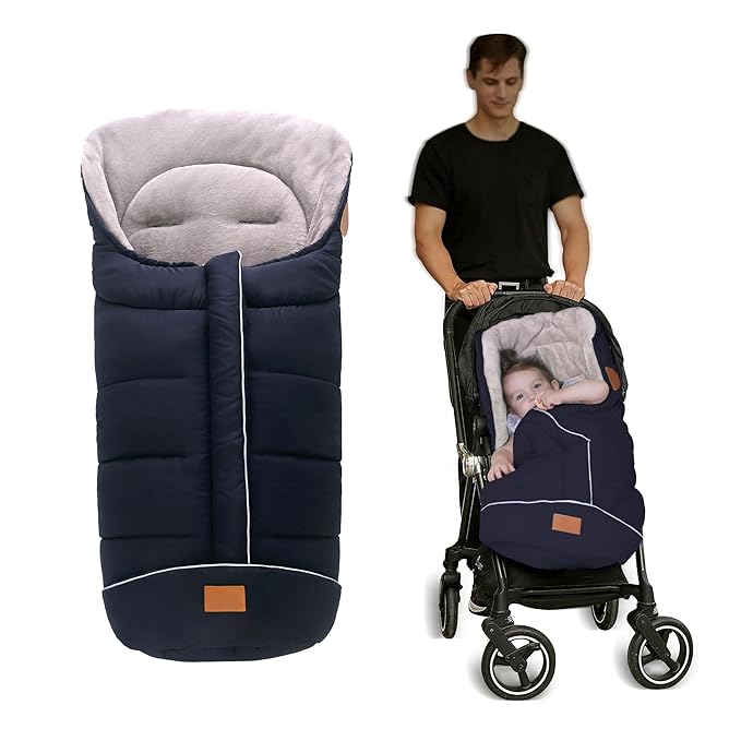 LAT Baby Warm Bunting Bag Universal,Stroller Sleeping Bag Cold Weather,Waterproof Toddler Footmuff(Basic,Navy Blue)