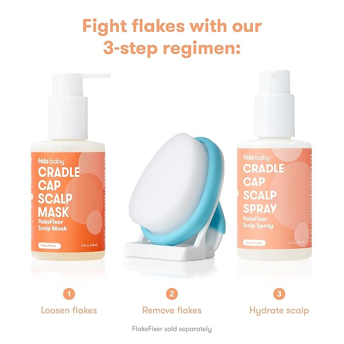 Frida Baby Cradle Cap Treatment, Cradle Cap Shampoo for Babies + Flake Fixer Scalp Spray, Cradle Cap Kit Soothes Baby's Scalp, Prevents Dryness and Flakes
