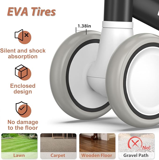 Liberry Baby Balance Bike for 1 Year Old Boys, 4 Wheels Toddler Balance Bike with Adjustable Seat, 12-24 Months Infant's First Birthday Gift (Black)