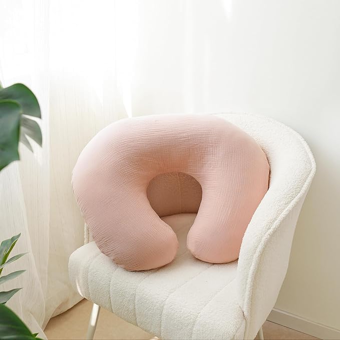 2-Pack Muslin Nursing Pillow Covers, Breathable 100% Cotton Breastfeeding Pillow Slipcovers for Standard Nursing Pillows, Soft Covers for Baby Girls and Boys with Zipper