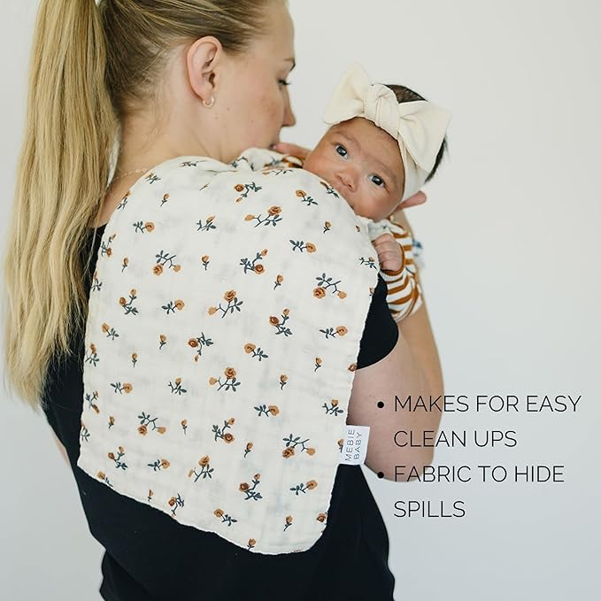 Mebie Baby Burp Cloths, Modern Print 3-Pack, Muslin Burp Cloth Set for Spit Up, Drool, and More, Boho Burp Cloths for Baby Boy and Girl, Baby Must Haves for Registry Lists and Gifts for Newborns