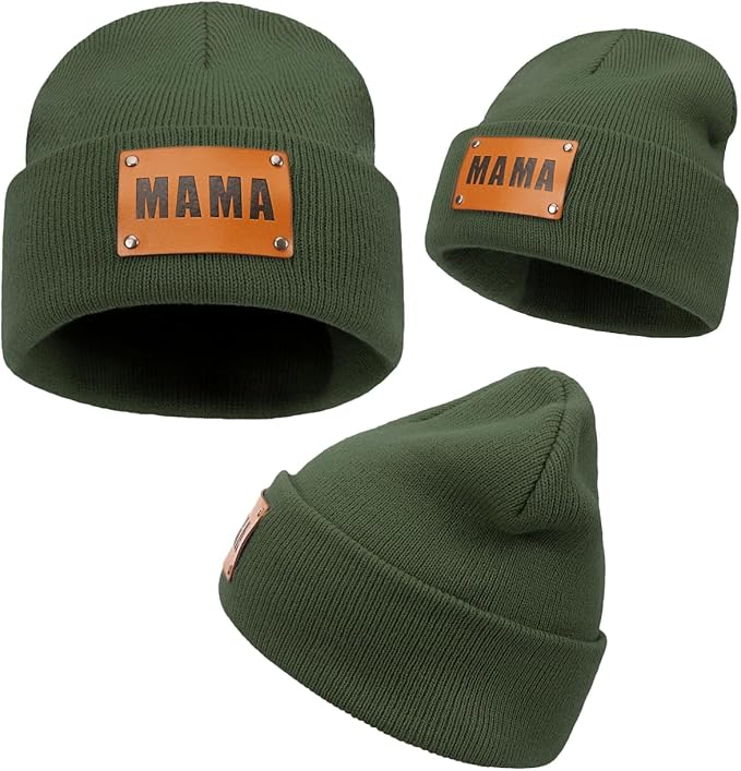 Parent-Child Beanie Hat,Mother & Baby Daughter/Son Winter Warm Knit Hat,Kids Soft Beanie Cap