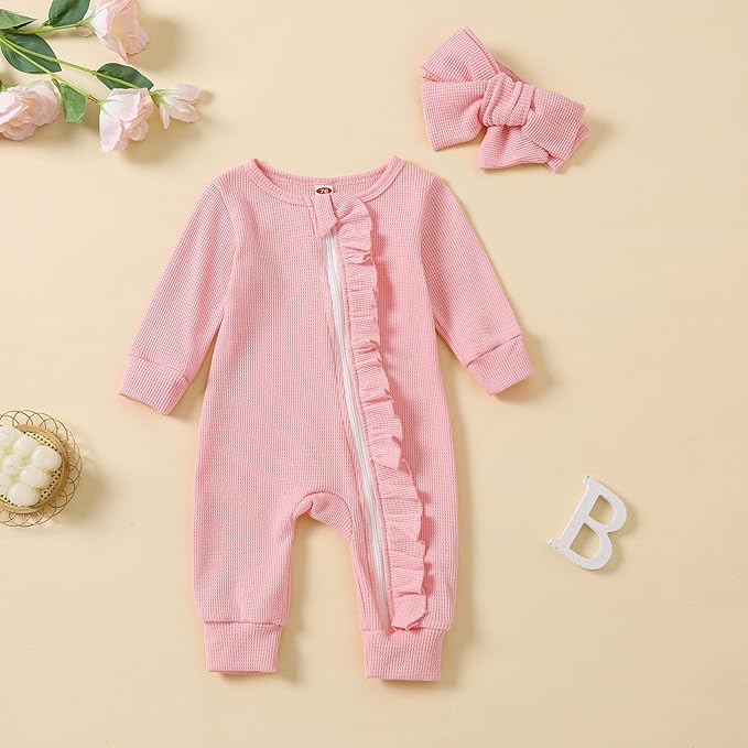 Cute Floral Floral Print Long Sleeve Infant Newborn Baby Girl Clothes Baby Girl Jumpsuit