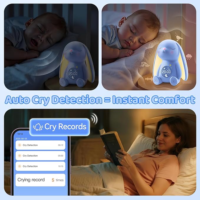 2025 Mom's Choice Awards | White Noise Sound Machine Baby with Night Light, Cry Detection,100 Soothing Sounds, App Control, 150% Battery Life, 50% Faster Sleep, Newborn Essentials