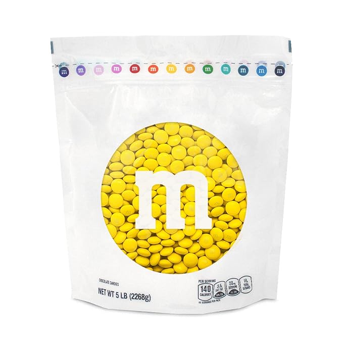 M&M’S WORLD Milk Chocolate Candy, Single Color, Yellow, 5-Pound Bulk Bag (Pack of 1)