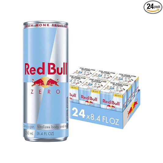 Red Bull Zero Energy Drink, 8.4 fl. oz., with 80mg Caffeine, Taurine & B Vitamins, 6 Packs of 4 Cans, Pack of 24