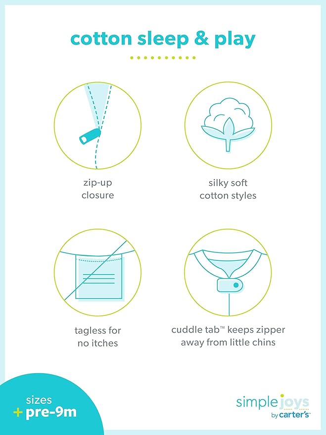 Simple Joys by Carter's Baby Neutral 2-Pack Cotton Footed Sleep and Play