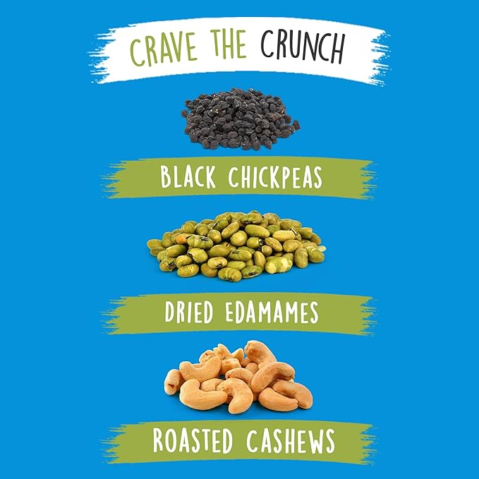 BeanVIVO Healthy Snacks for Adults & Kids with 7g Protein & 5g Fiber per Serving with Dried Edamame, Roasted Cashew and Black Chickpeas - Vegan & Gluten Free - Keto Friendly & Non-GMO - 8Pack (1.05 oz Each Pouch)