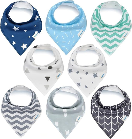 Organic Cotton Baby Bibs for Boys, Girls - Soft Drooling and Teething Bibs - Absorbent, Adjustable Bib for Toddlers