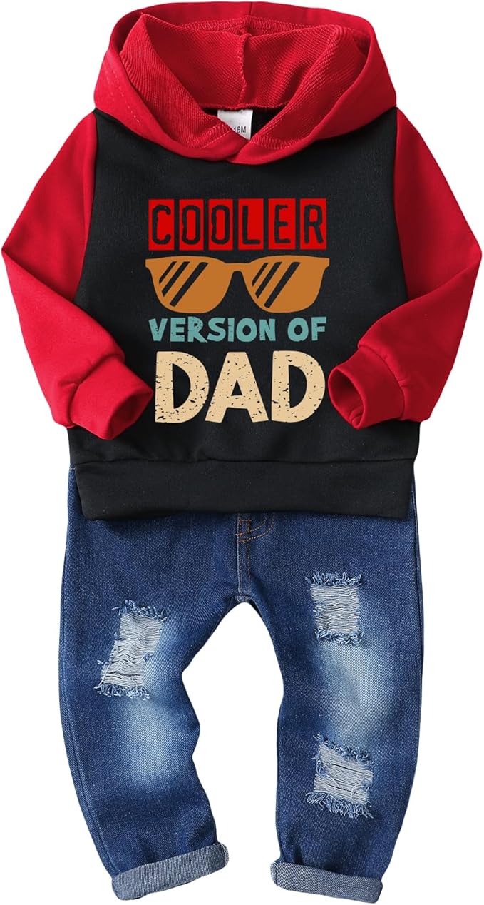 NZRVAWS Baby Boy Clothes Toddler Boy Outfit 2 3 4T 6 12 18 24 Month Fall Winter Hoodie Ripped Jeans Clothing