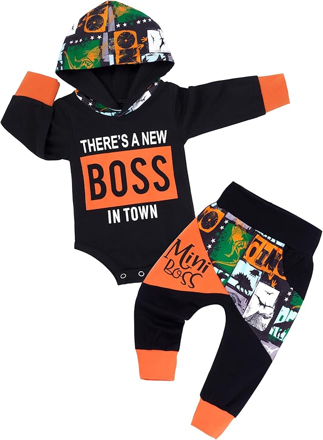 Fommy Newborn Baby Boy Clothes Plaid Letter Print Long Sleeve Hoodies + Long Pants 2PCS Fall Winter Outfits Set