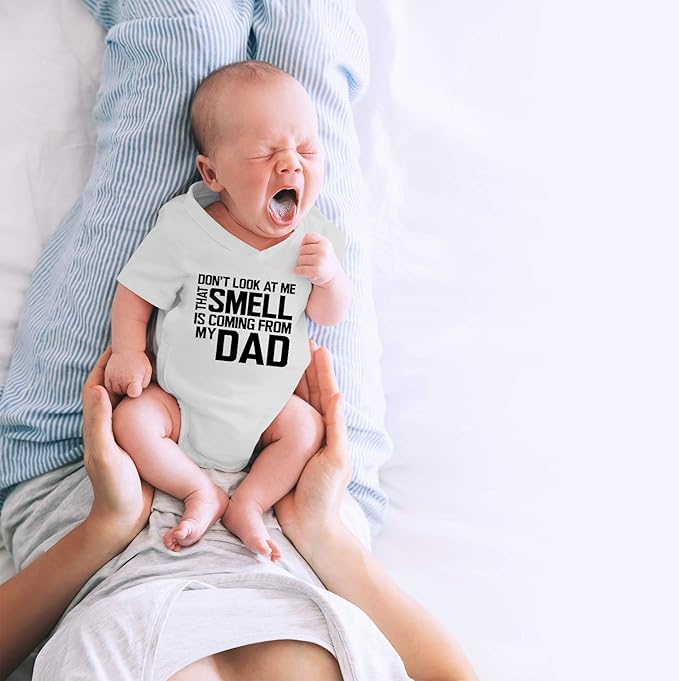 CBTwear Don’t Look at Me That Smell Is Coming From Dad - Baby Clothes - Funny Newborn Bodysuit Outfits for Boys and Girls