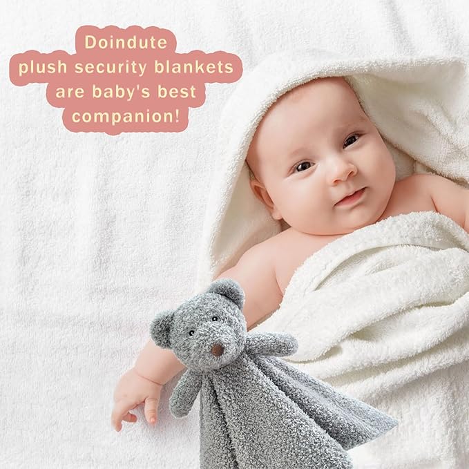 Baby Gray Teddy Bear Soft Stuffed Animal Security Blanket, Plush Bear Character Lovey Blanket, Baby Shower/Nursery Gift, Newborn Infant Toddler Snuggle Blankie for Boys Girls, 14 Inches