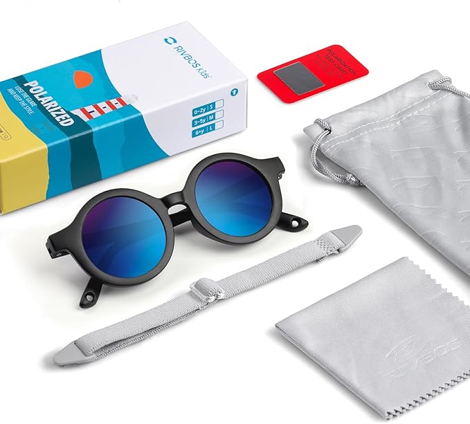 RIVBOS Baby Wrap Polarized UV400 Sunglasses - Soft Frame with Secure Strap for Infant and Newborn (0-24 Months) RBK069