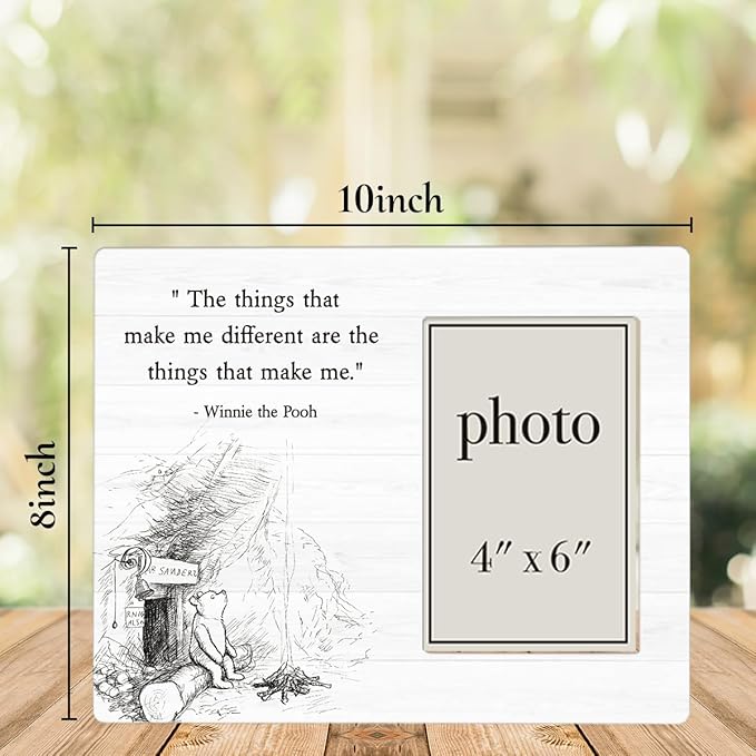 Pooh Bear Picture Frame, Inspirational Encouraging Gifts for Women Men Friends, The Things That Make Me Different Photo Frame for 4 x 6 Inch Photo