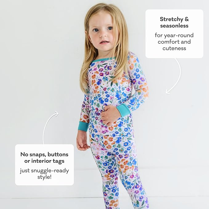 Little Sleepies Two-Piece Pajama Set for Boys & Girls, Soft Viscose from Bamboo Toddler Pajamas for Kids, Family Matching PJs