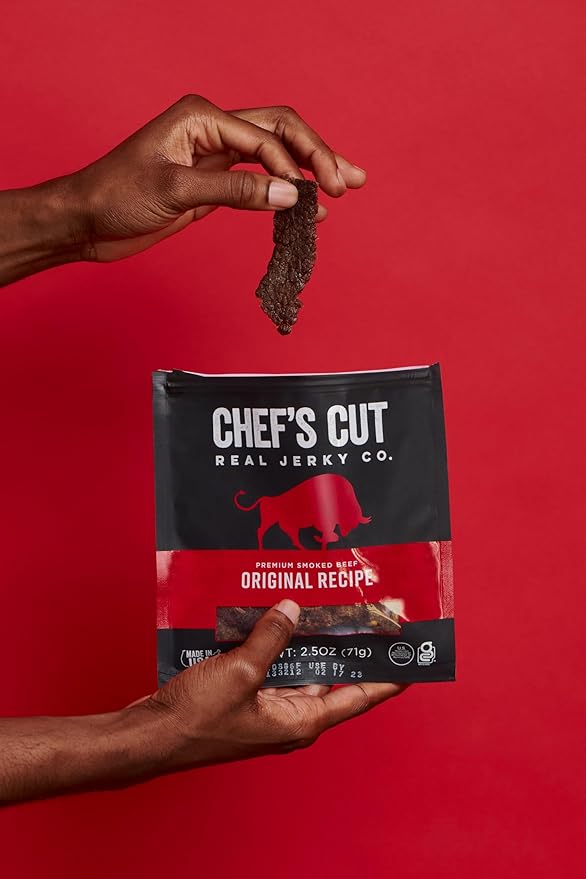 Chef's Cut Beef Jerky, Original, High Protein Meat Snack, 10g of Protein and 90 Calories, Gluten Free, Premium Lean Smoked Beef - 2.5 Ounce (Pack of 8)