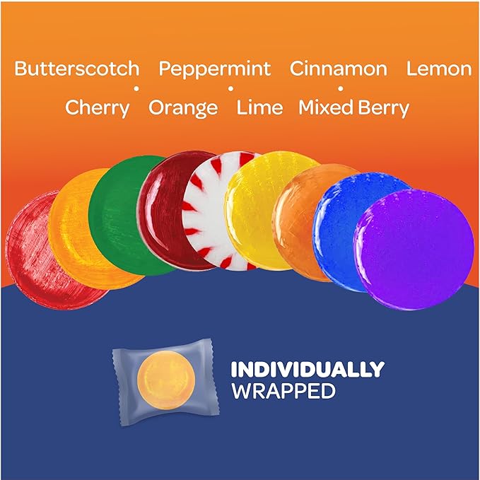 Sugar-Free Hard Candy - 2 Pound Bulk Pack - Assorted Flavors - Office Bowl Mix - Individually Wrapped