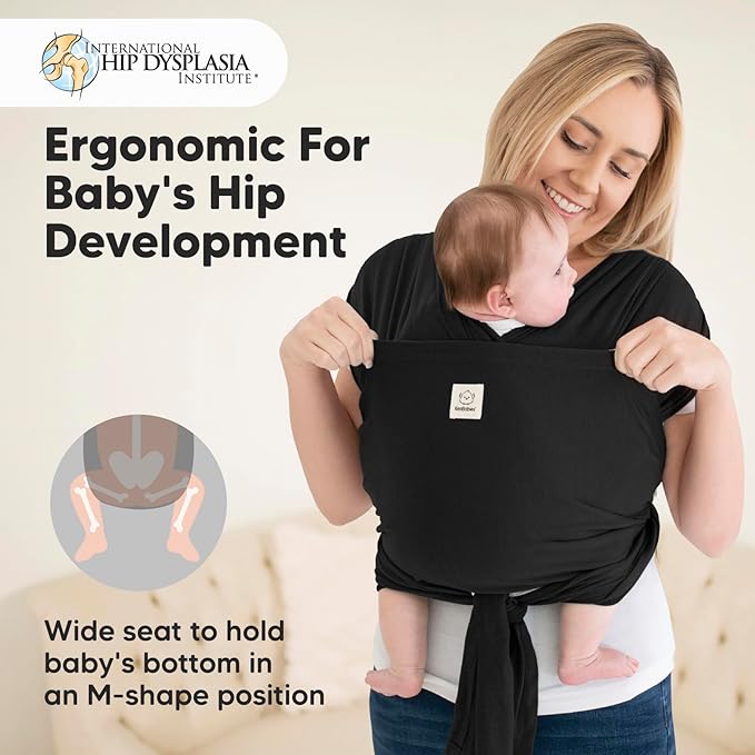 KeaBabies Baby Wrap Carrier Ring Sling - Easy to Wear, Adjustable D-Lite Baby Carrier Newborn to Toddler, Infant Carrying Shirt, Hands Free Bonding, Breathable Fabric Wearing Wrap (Trendy Black)