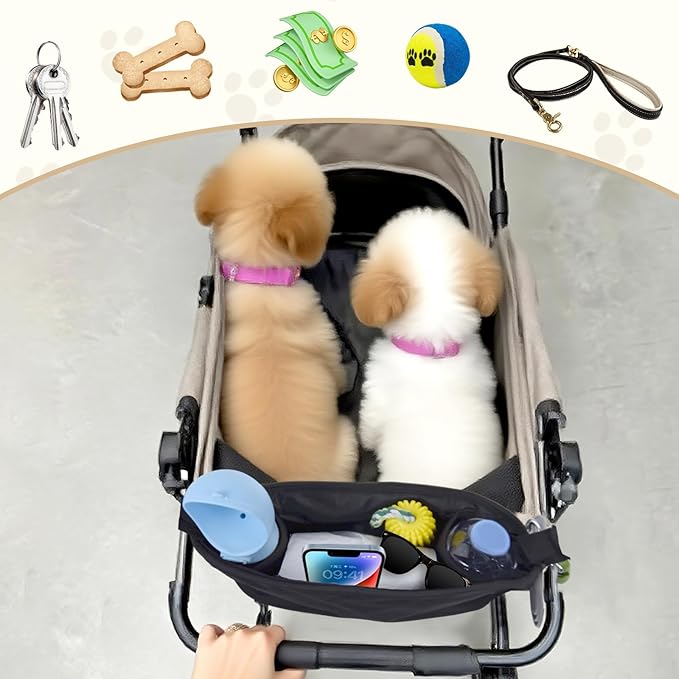 Stroller Organizer Bag with Cup Holder and Storage, Fits Baby & Dog Strollers