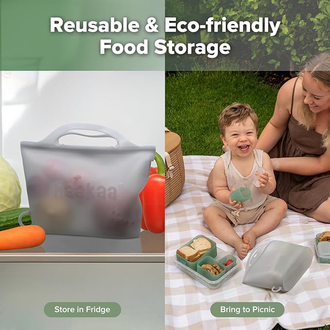 Haakaa On-The-Go Silicone Microwave Steam Sterilizer Bags for Travel, 40oz/1250ml Reusable Silicone Steaming Bags for Baby Bottles, Breast Pump, Accessories, Pacifiers, Teethers,Grey/1PC