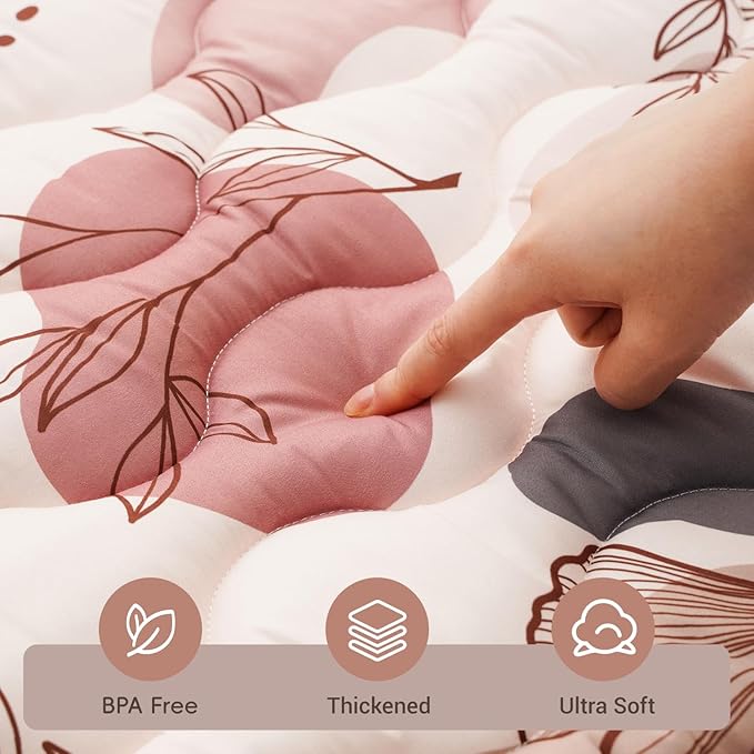 Bunnikins & Clover Baby Play Mats for Floor, 50"x50" Thicken Soft Play Mat, Foldable and Non Slip One-Piece Crawling Mat, Machine Washable Foam Play Mat for Baby, Toddlers Infants, Tummy Time