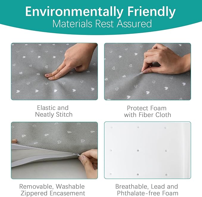 Bassinet Mattress Pad 18" x 30", Compatible with Halo Bassinest Swivel, Flex, Glide, Premiere & Luxe Series Sleeper, Waterproof Breathable Soft Baby Foam with Removable Zippered Cover, Grey