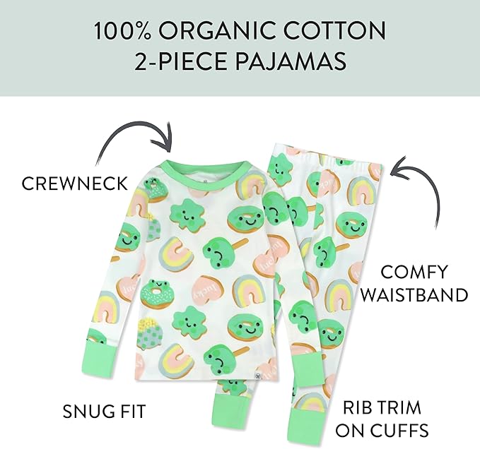 HonestBaby unisex-baby Celebration 2-piece Pajamas Sleepwear Pjs 100% Organic Cotton for Baby, Toddler, Kids