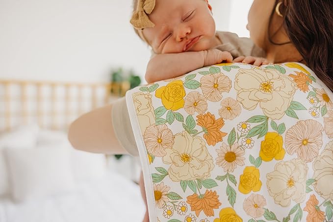 Copper Pearl Premium Baby Burp Cloths - 3-Pack Large Cotton Burp Cloths, Extra Soft Spit Up Rags with 3 Absorbent Layers, Perfect for Baby Girl Gifts (21" x 10" Size, Lemon Set)