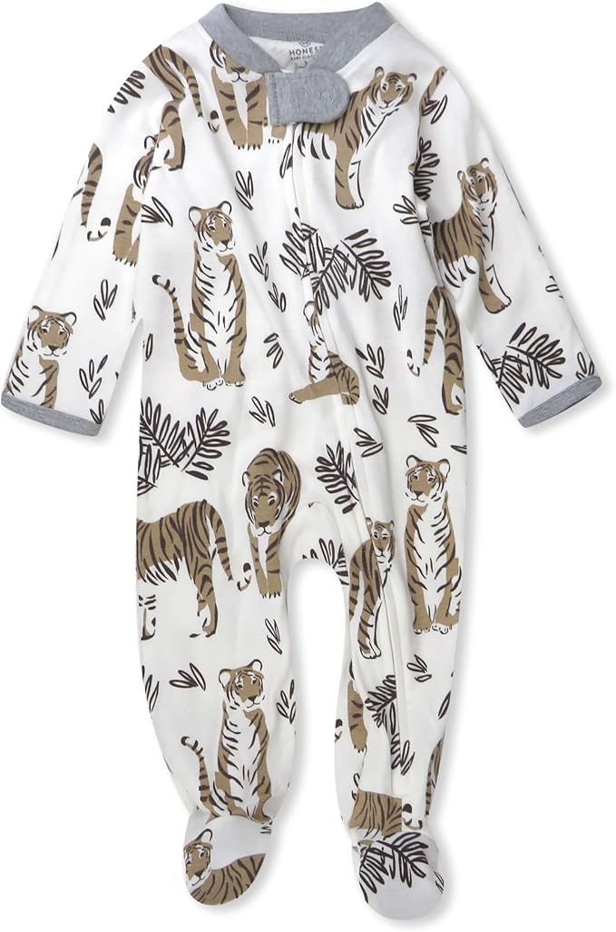 HonestBaby Sleep & Play Footed One-piece Pajama Sleeper 100% Organic Cotton, Baby Boys