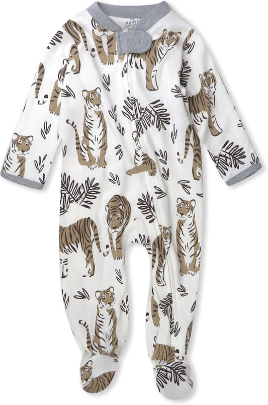 HonestBaby Sleep & Play Footed One-piece Pajama Sleeper 100% Organic Cotton, Baby Boys