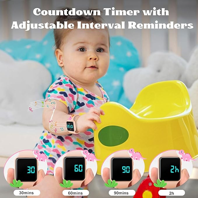 Toddler Potty Training Set – Potty Training Watch with Musical/Vibration Countdown Alerts, Fun Board Book, Progress Chart & Reward Stickers – Interactive Potty Training Kit for Kids Ages 2-6