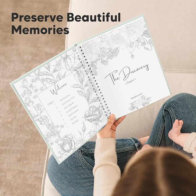 Pregnancy Journal, Pregnancy Announcements - 80 Pages Hard Cover Baby Books For Mom To Be Gift, Baby Memory Book Keepsake, Gender Reveal Gifts For New Moms, Shower & Registry (Sage)