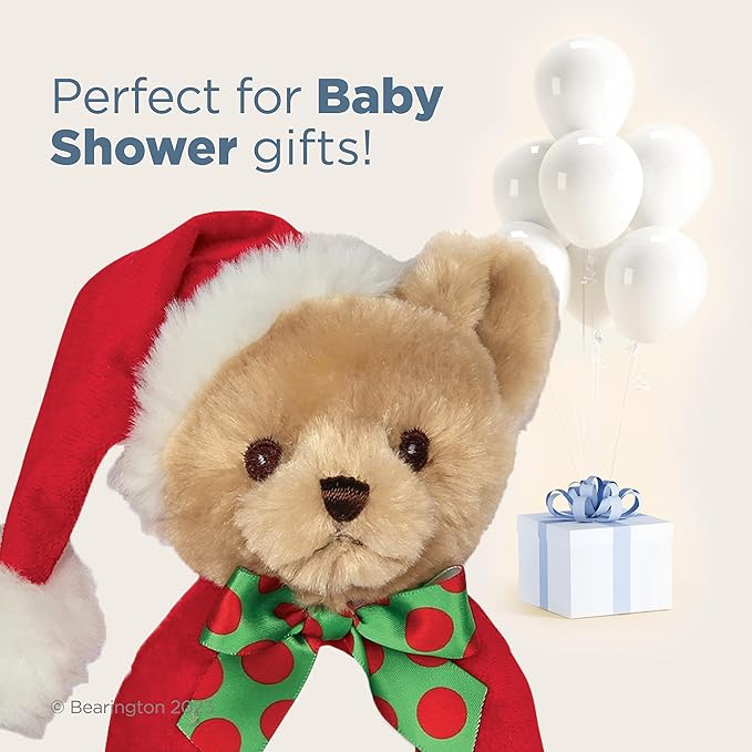 Bearington Baby 1st Christmas, 5.5 Inch Teddy Bear Plush Stuffed Animal, Soft Baby Rattles and Plush Rings, for Ages 0-14
