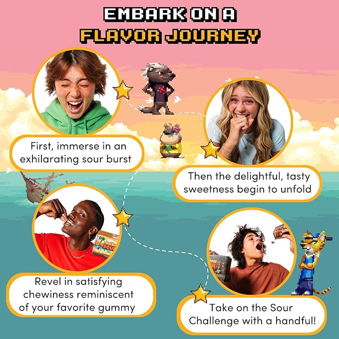 Final Boss Sour Candy Strawberry and Mango, 1 Pack, Level 2, Extreme Sour Fruit Chews with Real Dried Fruit, No Artificial Colors or Flavors, Low Calorie Snack for Kids, Teens, Adults & On The Go