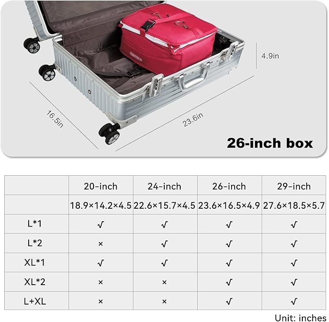 TABITORA Portable Hanging Travel Shelves Bag Packing Cube Organizer Suitcase Storage Large Capacity