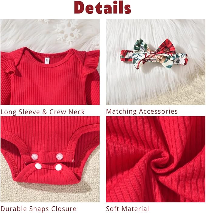 Aalizzwell Preemie Newborn Infant Baby Girls Clothes Ribbed Romper Bodysuit Pants Set Fall Winter Outfits