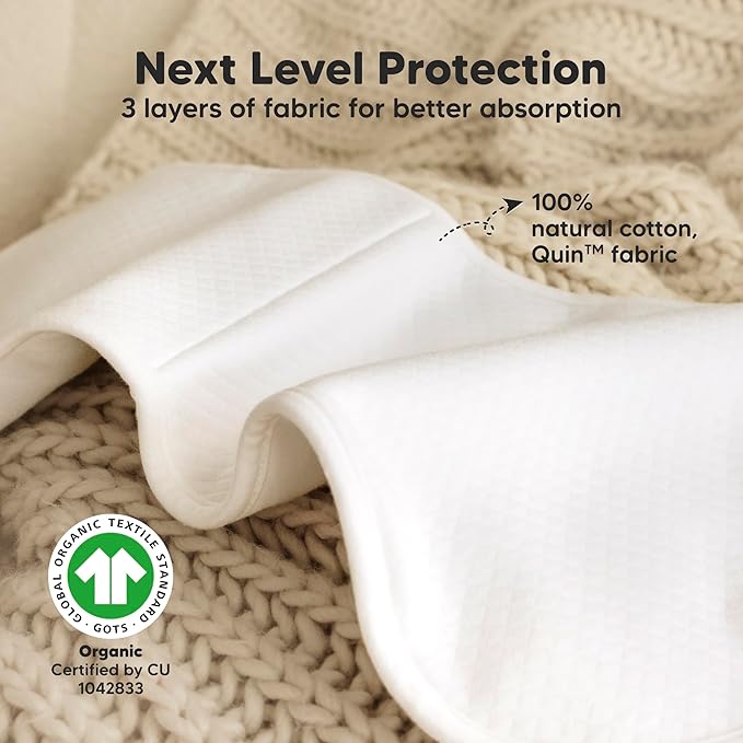 KeaBabies 5-Pack Organic Burp Cloths Baby Girl, Boy - Extra Large, Absorbent Baby Burp Cloths,Soft Burping Cloths for Babies,Newborn Burp Clothes,Cotton Burp Rags,Thick Burp Cloth(Soft White/Quin)