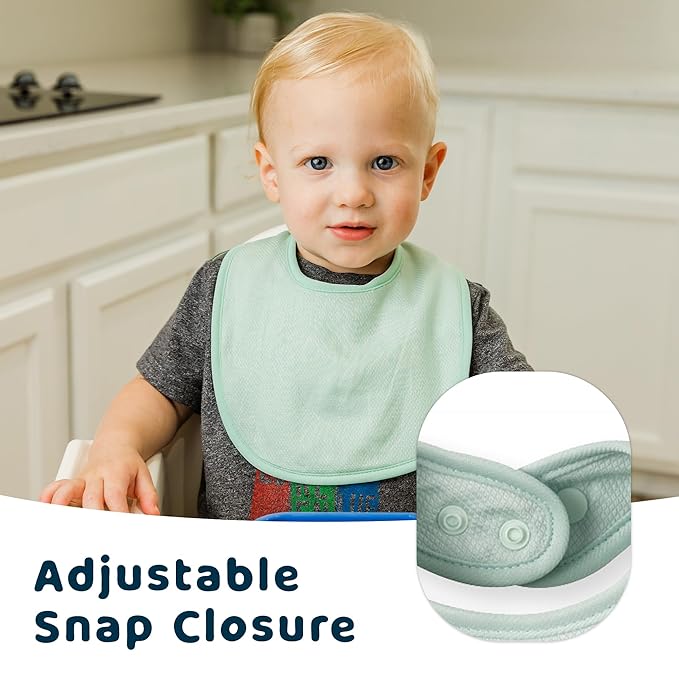 Tiny Twinkle 8 Pack Baby Food Bibs for Eating - Waterproof & Absorbent 6-12 Months Infant Bibs, OEKO-TEX Certified Drooling Bibs for Baby Led Weaning(Spring Boy Set 8-Pack)