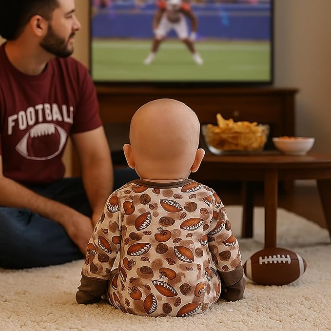 Chichoo Rayon from Bamboo Baby Pajamas Boy 2pack Baseball Football Infant 2 Way Zipper Pjs Romper Newborn Footless Sleeper