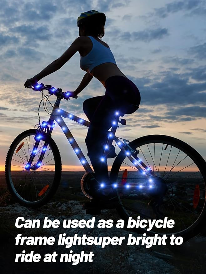 16.4FT Durable Baby Stroller Lights for Walking at Night, Make The Stroller Visible, with Cable Ties, LED Lights for Stroller Accessories Bikes, Blue