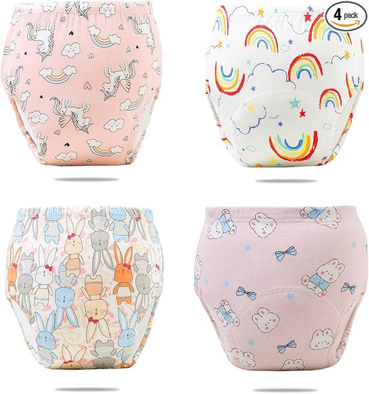 Upairy Training Pants Potty Training Underwear for Boys Girls,Toddler Potty Pants for 2T-5T,Soft Absorbent & Leak-Proof with Characters, 100% Cotton Washable (4PCS,M)