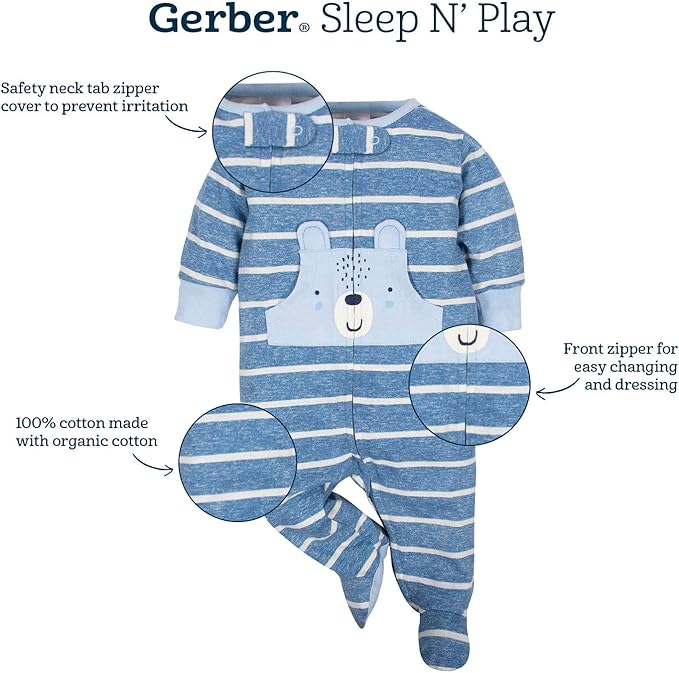 Gerber Baby Boys' 2-Pack Footed Pajamas