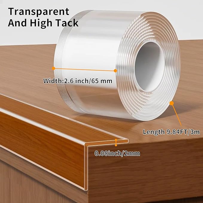 2.6in x 9.84Ft,Soft Corner Protectors for Furniture,Table Corner Protectors,Cabinet Bumpers,Wall Corner Protector,Window Clear Edge Protector Strip,Safe for Proof