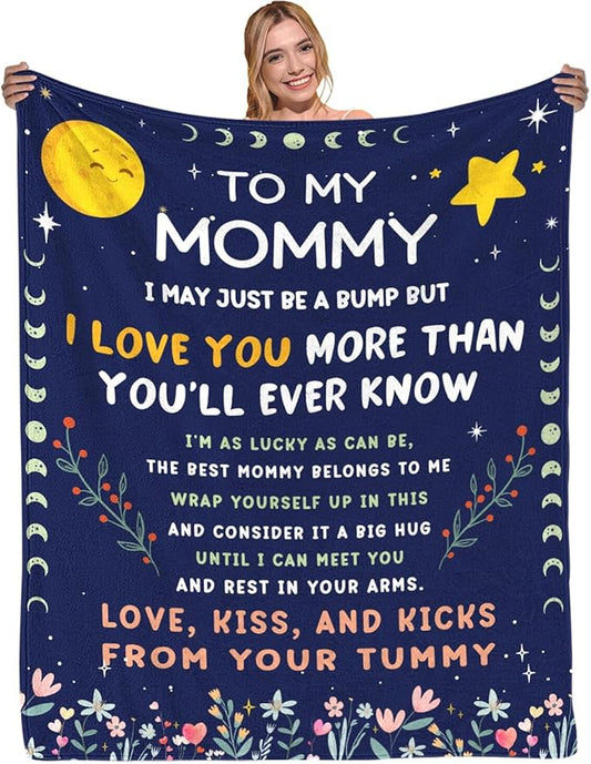 Mom to Be Gifts for Mothers Day, Pregnancy Gifts, First Time Mom Gifts, Promoted to Mom Gifts, Flannel Soft Blankets and Throws for New Mommy 50x60in