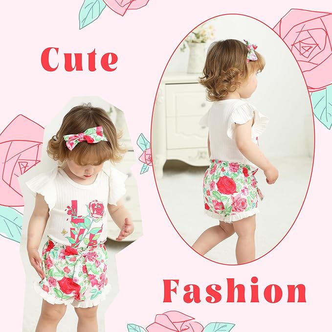 Tiny Cutey Newborn Infant Baby Girl Clothes Romper Floral Shorts Set Summer Outfits Baby Girls' Clothing