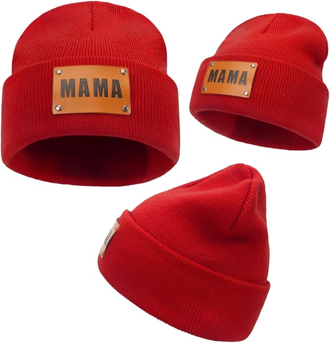 Parent-Child Beanie Hat,Mother & Baby Daughter/Son Winter Warm Knit Hat,Kids Soft Beanie Cap