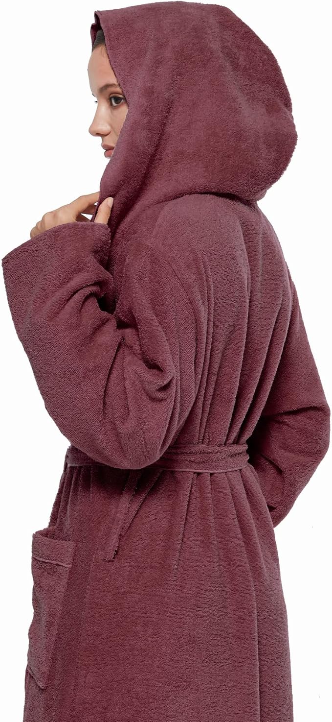 Arus Women's Princess Robe Ankle Long Hooded Lightweight Turkish Cotton Bathrobe