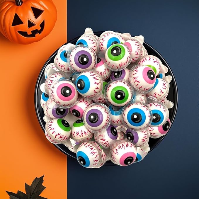Eyeballs Gummy Candy - 19 Oz Jar (30 Count) - Strawberry Jelly Filled Gummies - Individually Wrapped Halloween Candy - Kids' Party Favors - Spooky Eyes Gummies by Funtasty